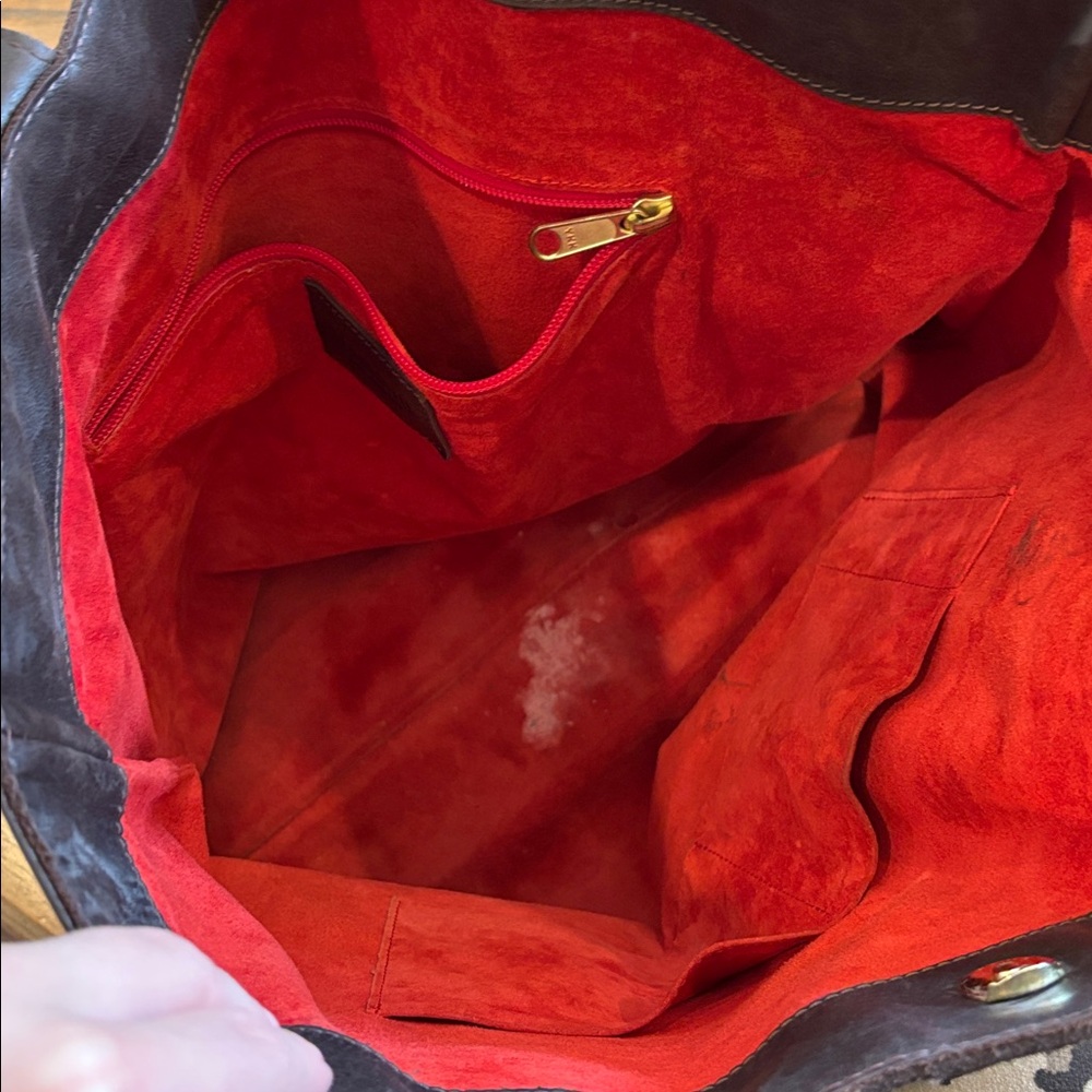 Hammitt butter soft brown leather and suede tote bag with red suede interior - Picture 9 of 9